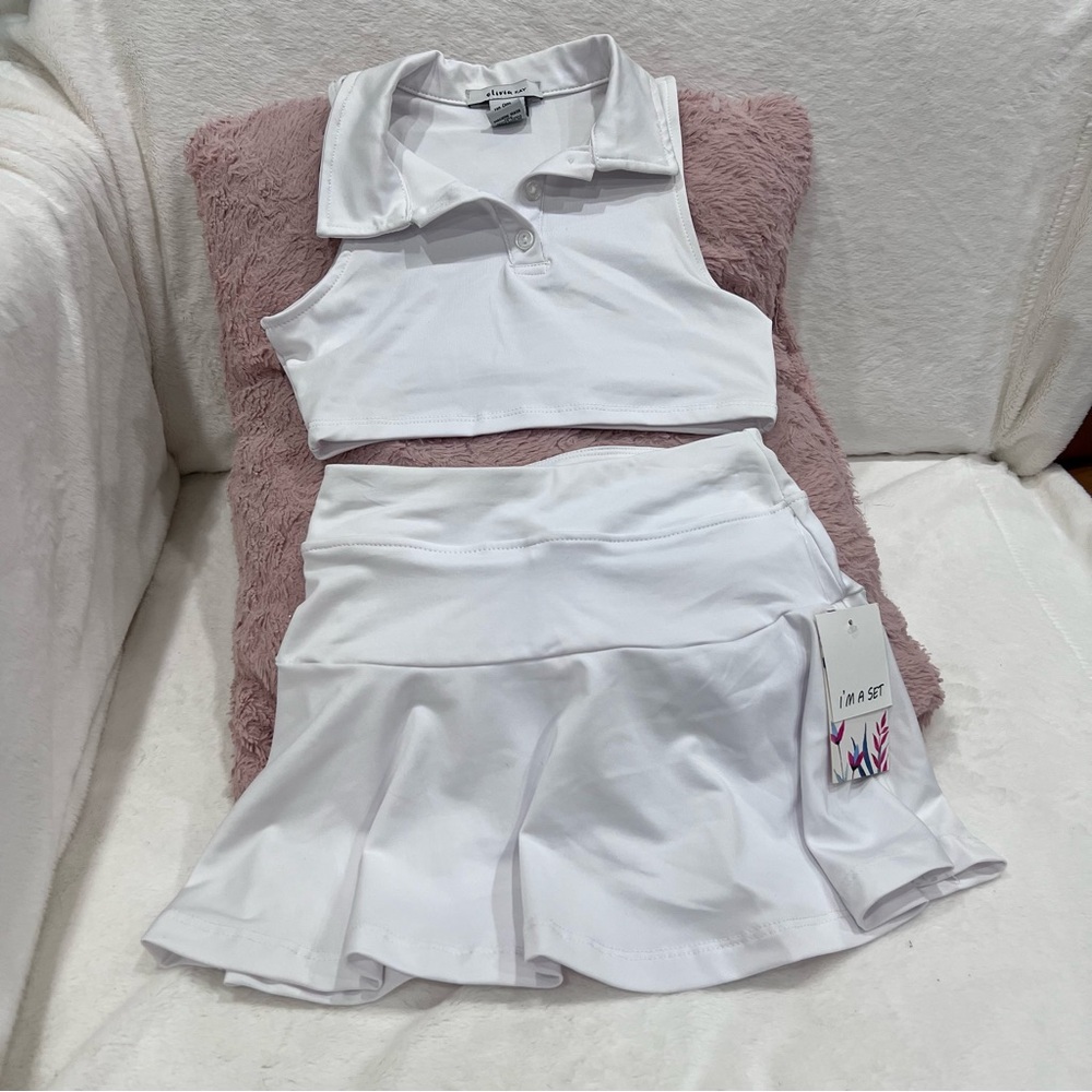olivia kay girls tennis White skort and top set size (s) 7
